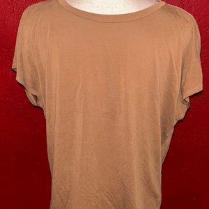 Womens light brown top front & back can be worn either way sz S Green Envelope